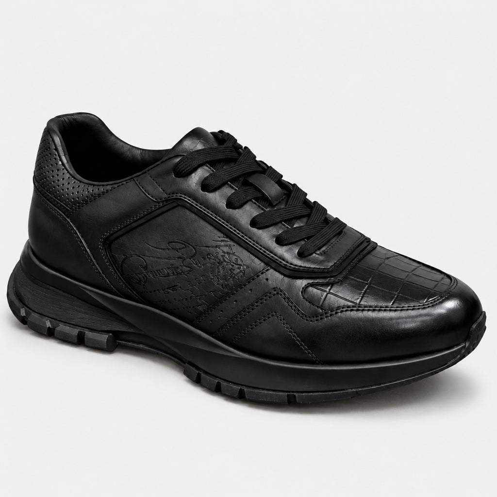 Sneaker Noir croco cuir semelle noire