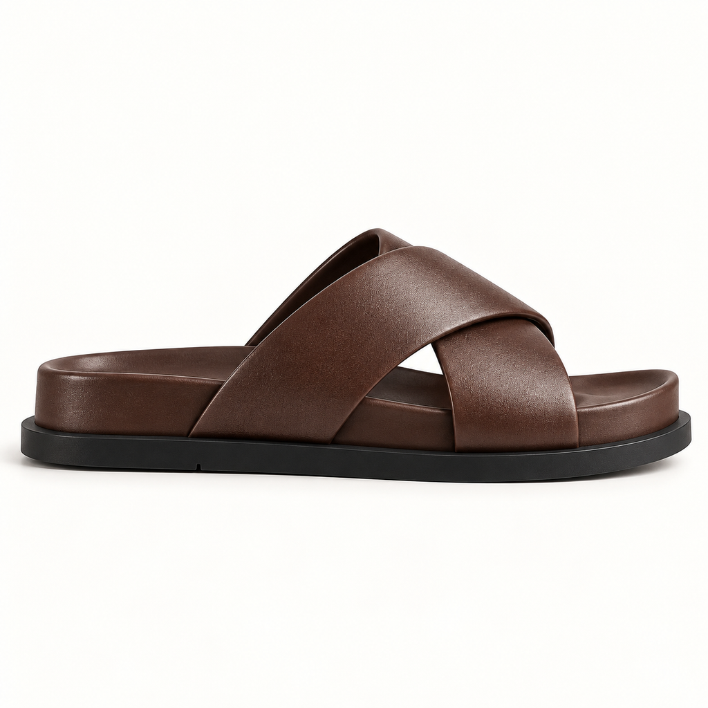 Sandale croisée marron