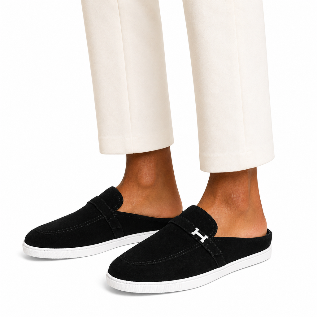 Babouche H daim noir