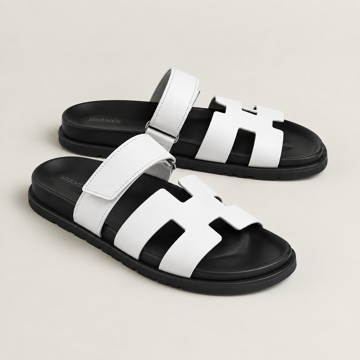 Sandales Hermes chype (blanc/noir)
