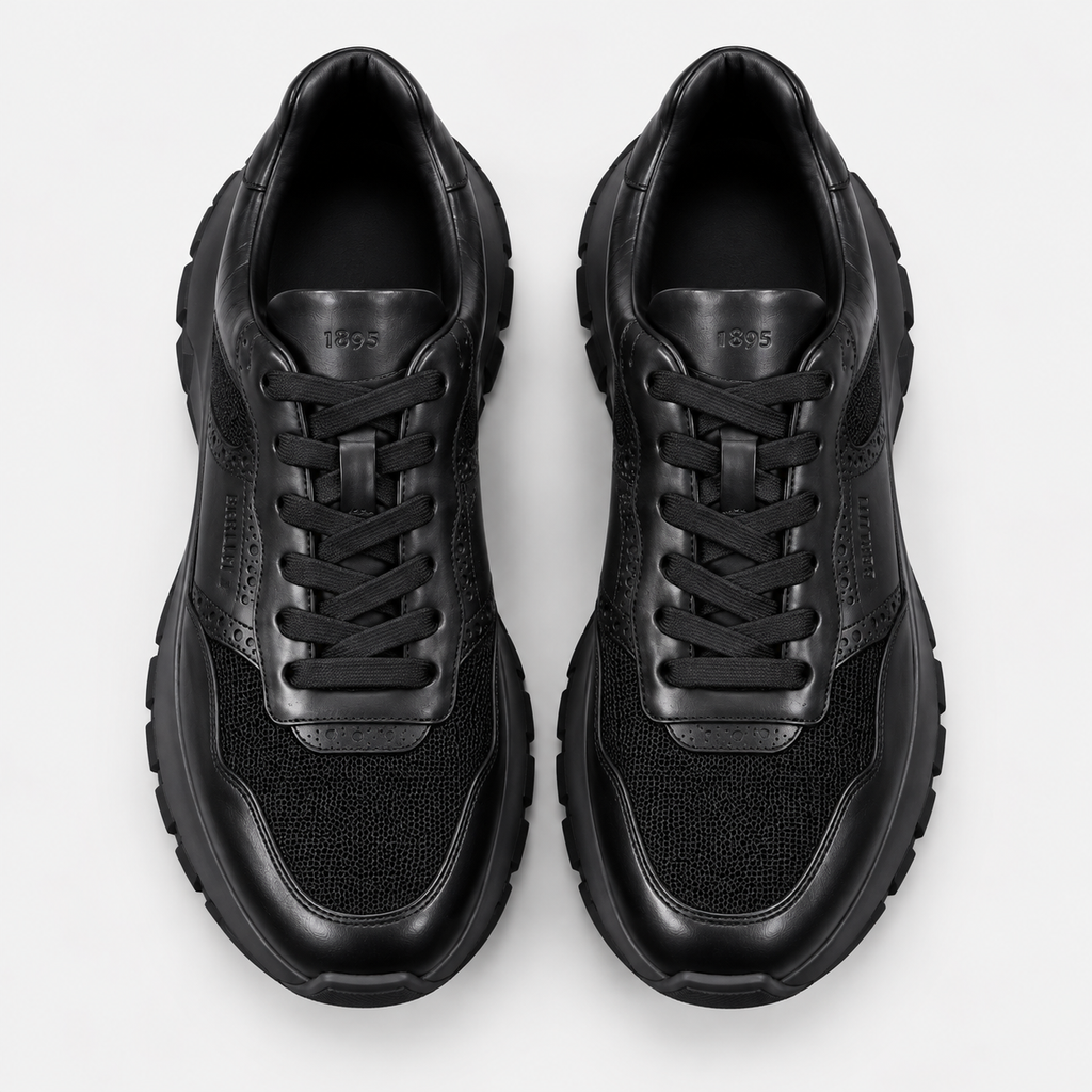 Sneaker Noir cuir/maille semelle noire