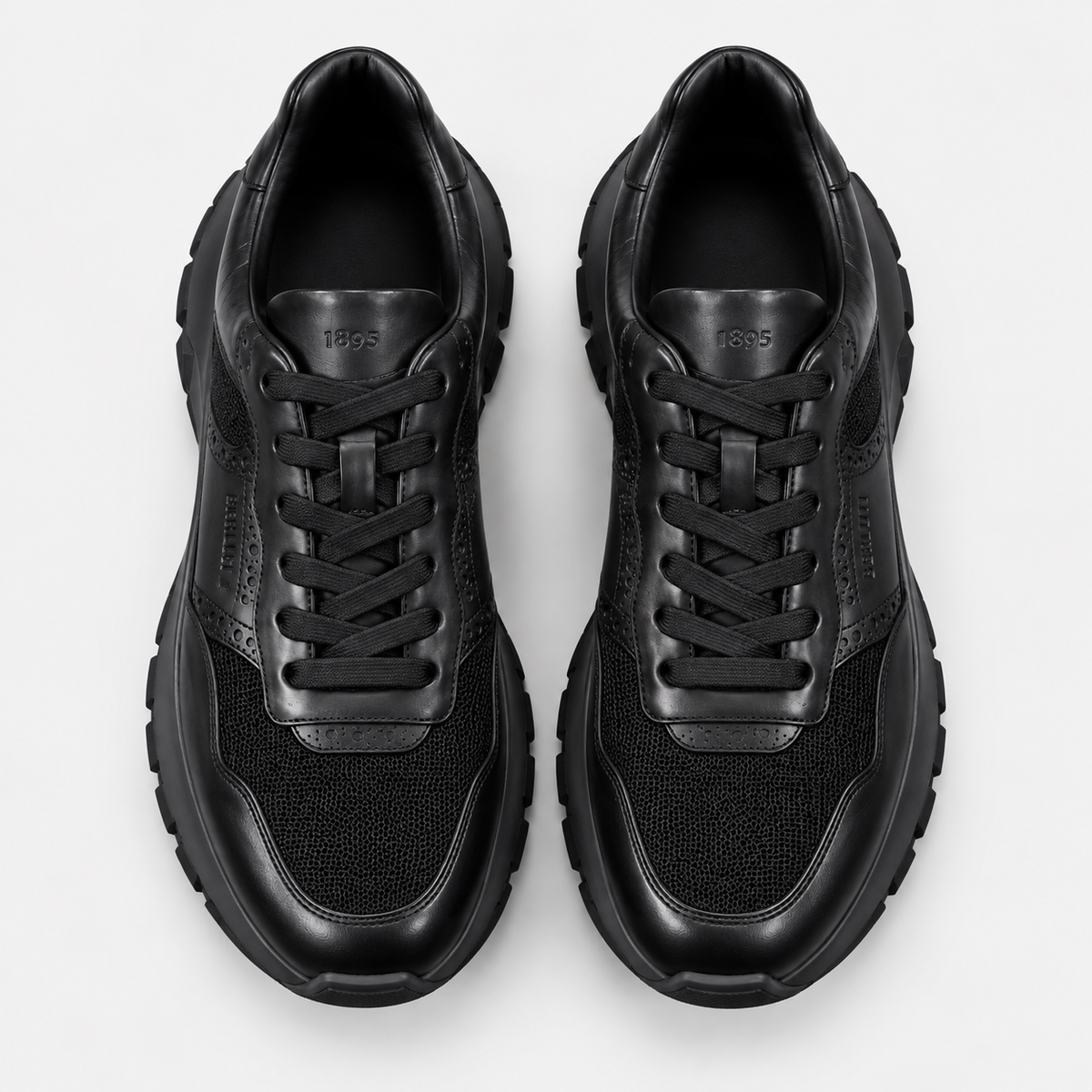 Sneaker Noir cuir/maille semelle noire