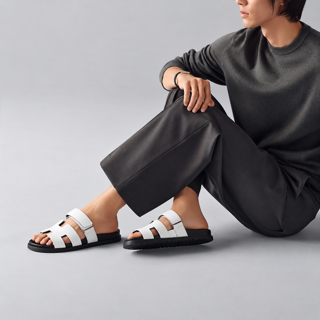 Sandales Hermes chype (blanc/noir)