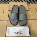 Mules Claquettes en Cuir Minimalistes - Gris