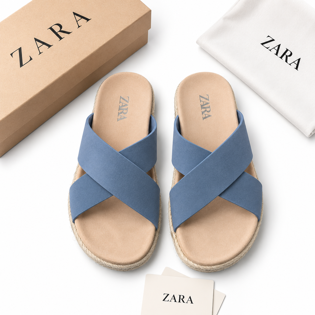 Sandales zara croisé daim - Bleu
