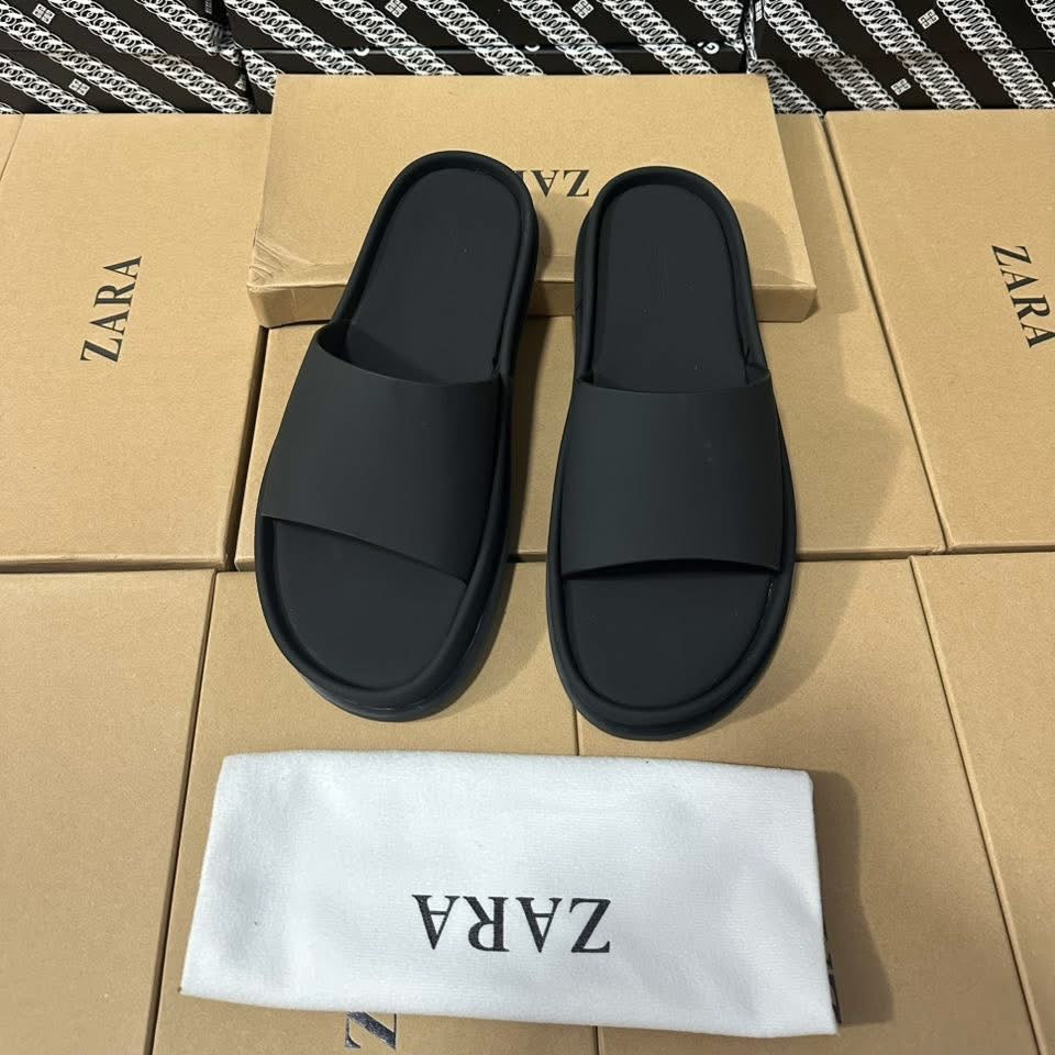 Mules Claquettes en Cuir Minimalistes- Noir