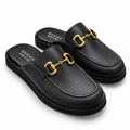 G Horsebit Mule en cuir noir