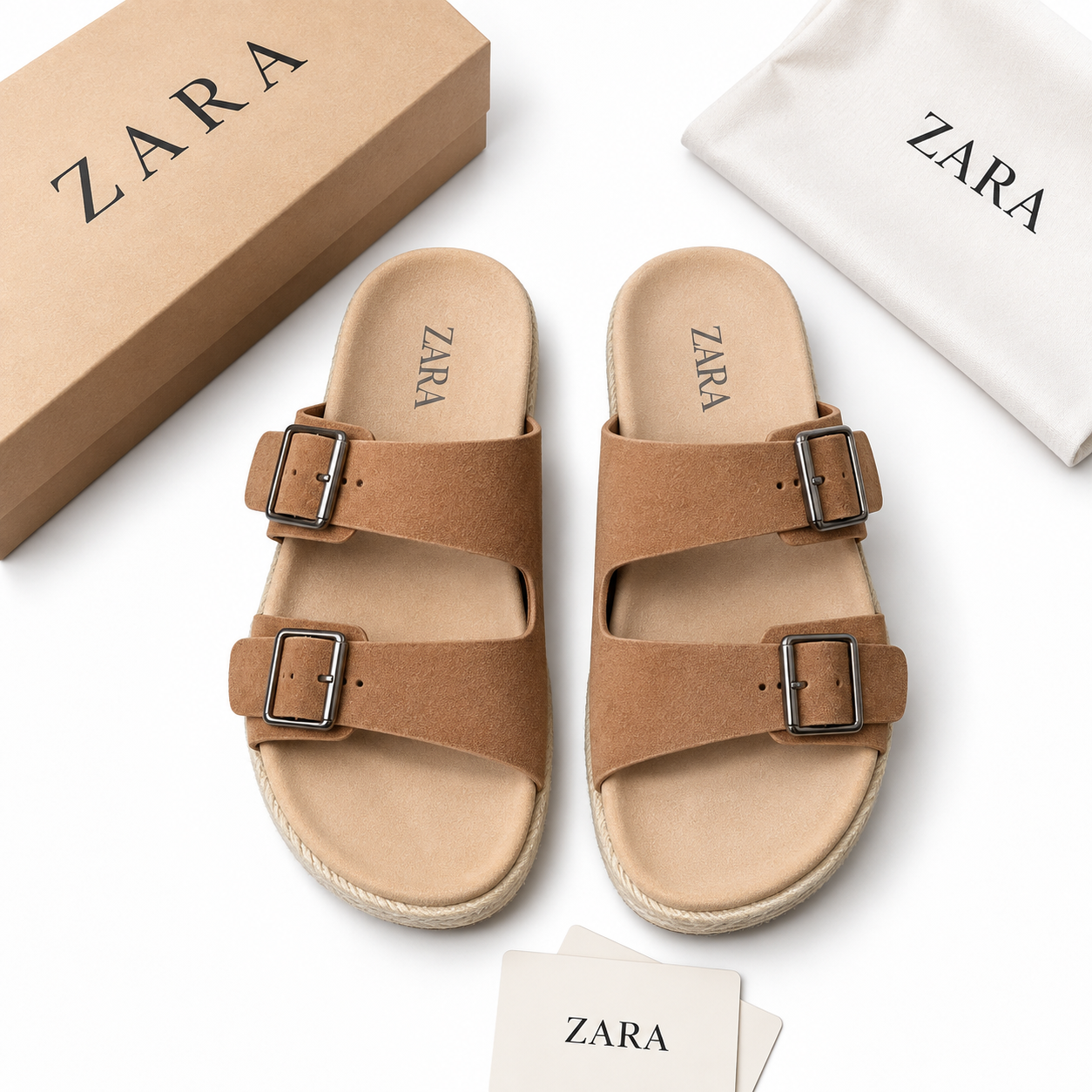 Sandales zara à boucle daim - Beige