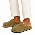 Babouche LV daim vert olive