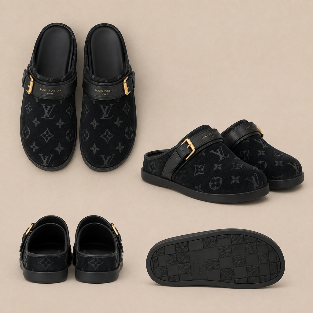 Babouche LV noir (daim)