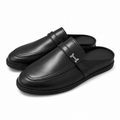 Babouche H en cuir Noir