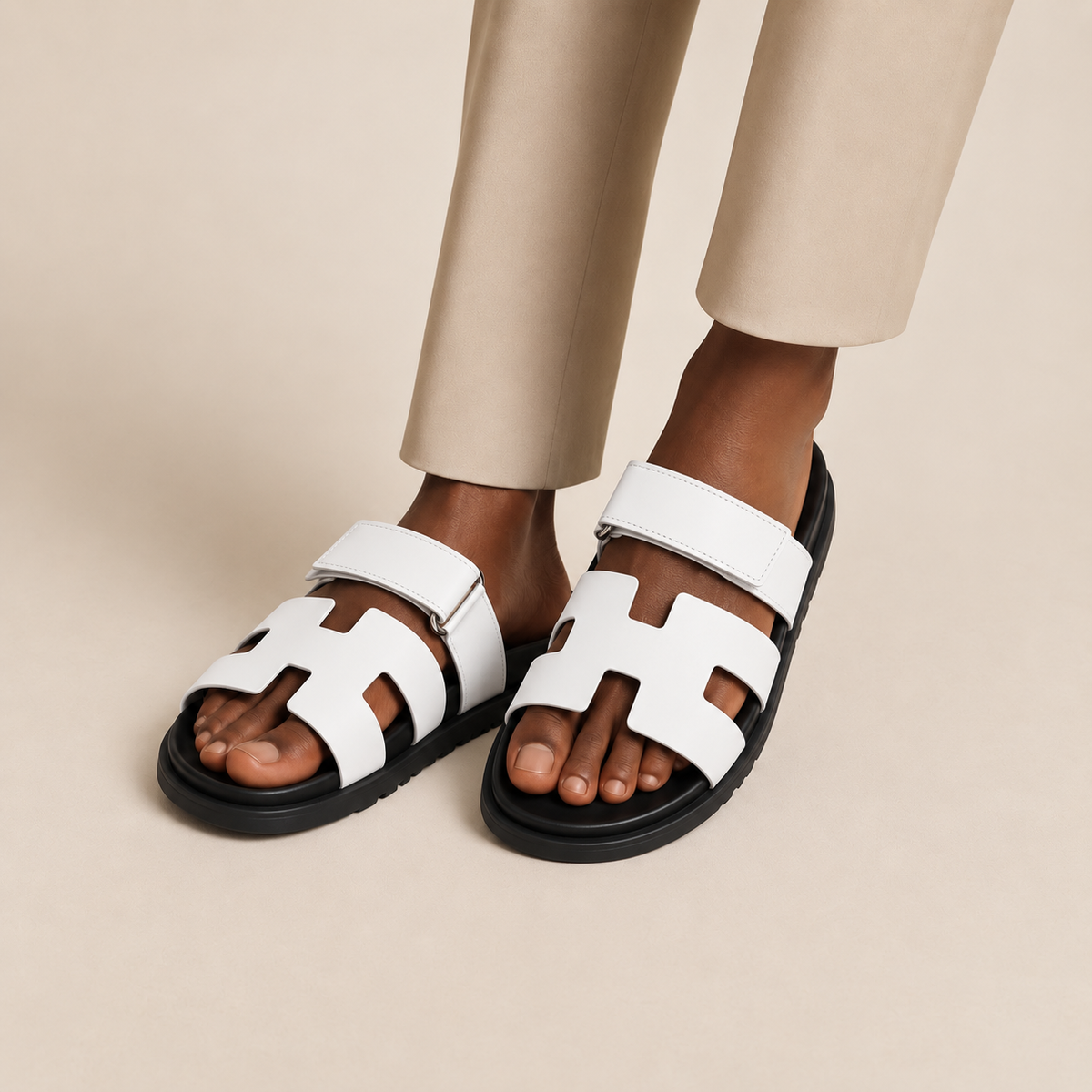 Sandales Hermes chype (blanc/noir)