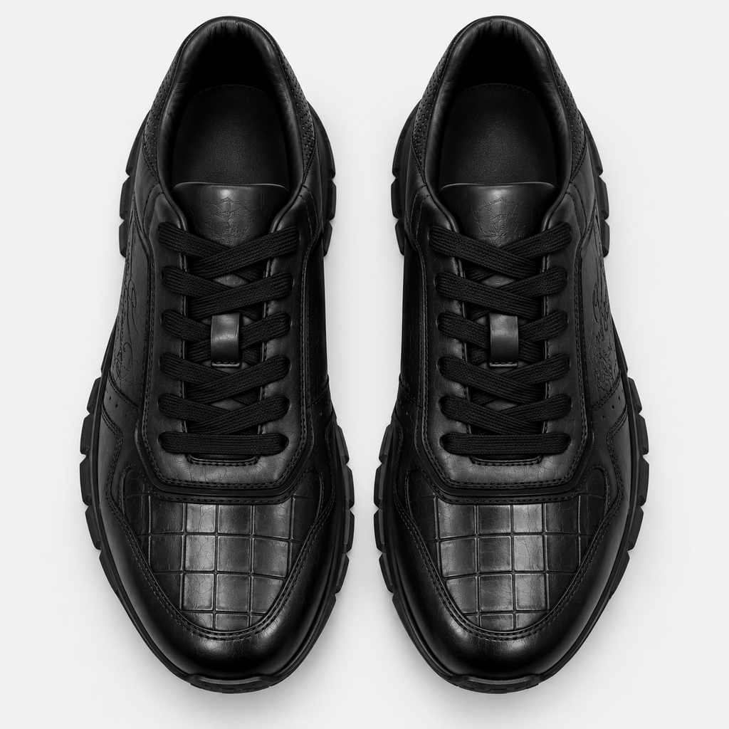 Sneaker Noir croco cuir semelle noire