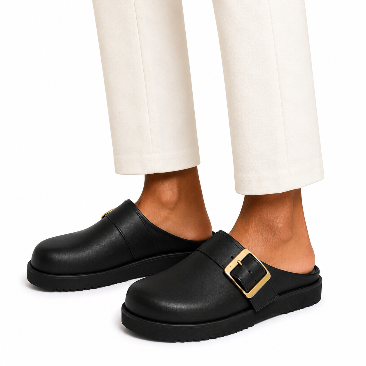 Babouche LV cuir noir