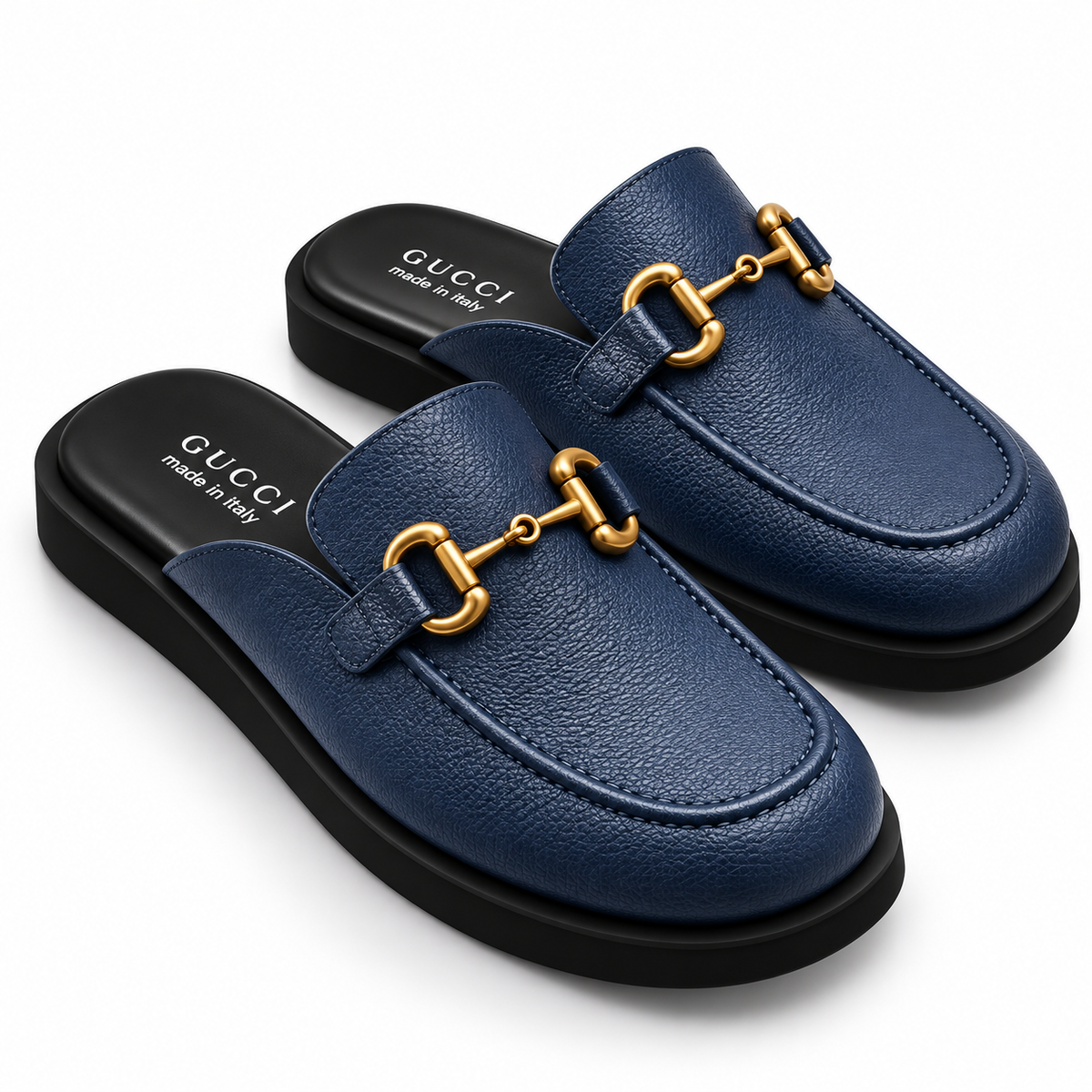 G Horsebit Mule en cuir bleu