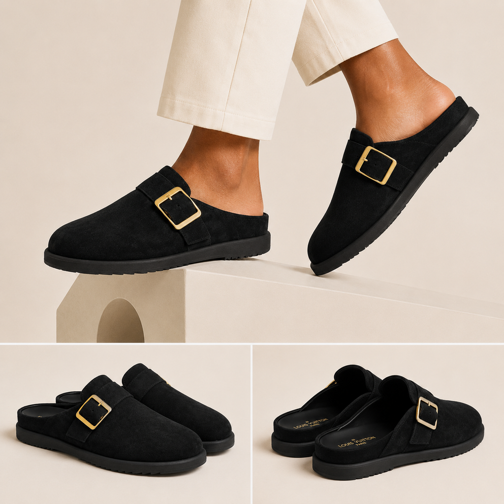 Babouche LV daim noir