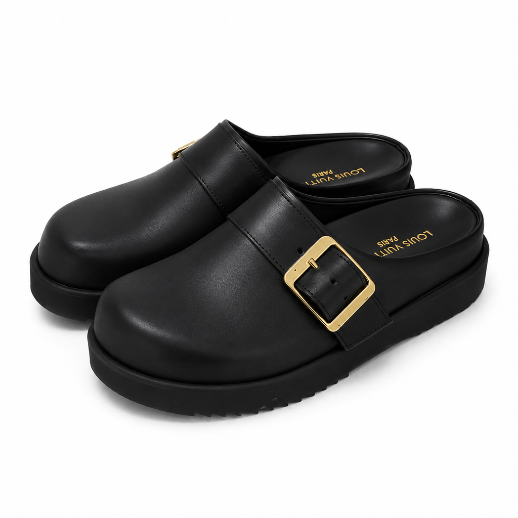 Babouche LV cuir noir