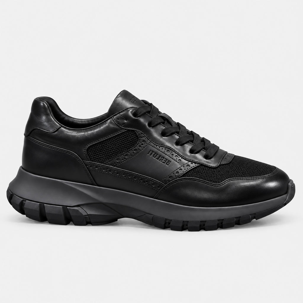 Sneaker Noir cuir/maille semelle noire