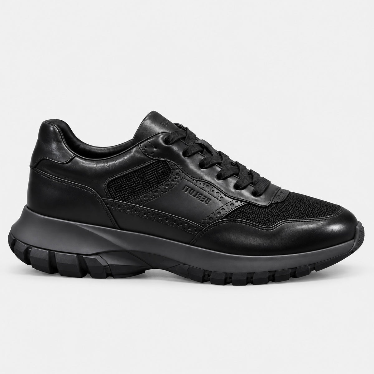 Sneaker Noir cuir/maille semelle noire