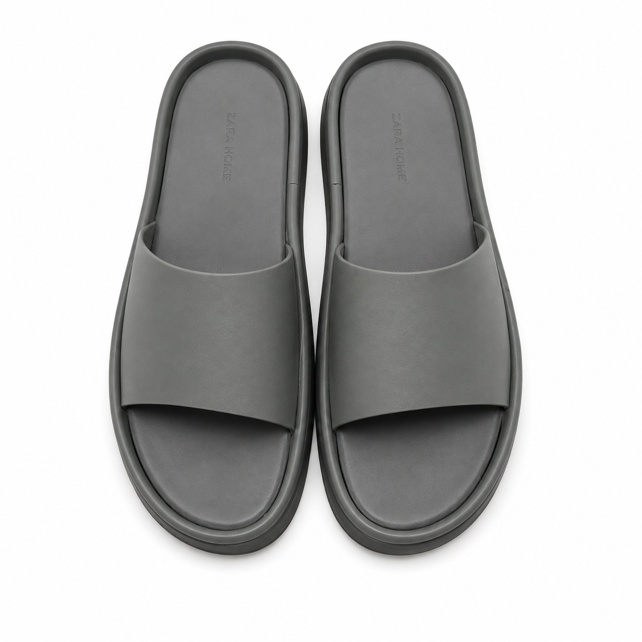 Mules Claquettes en Cuir Minimalistes - Gris