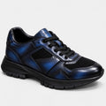 Sneaker Bleu cuir/maille- semelle noir