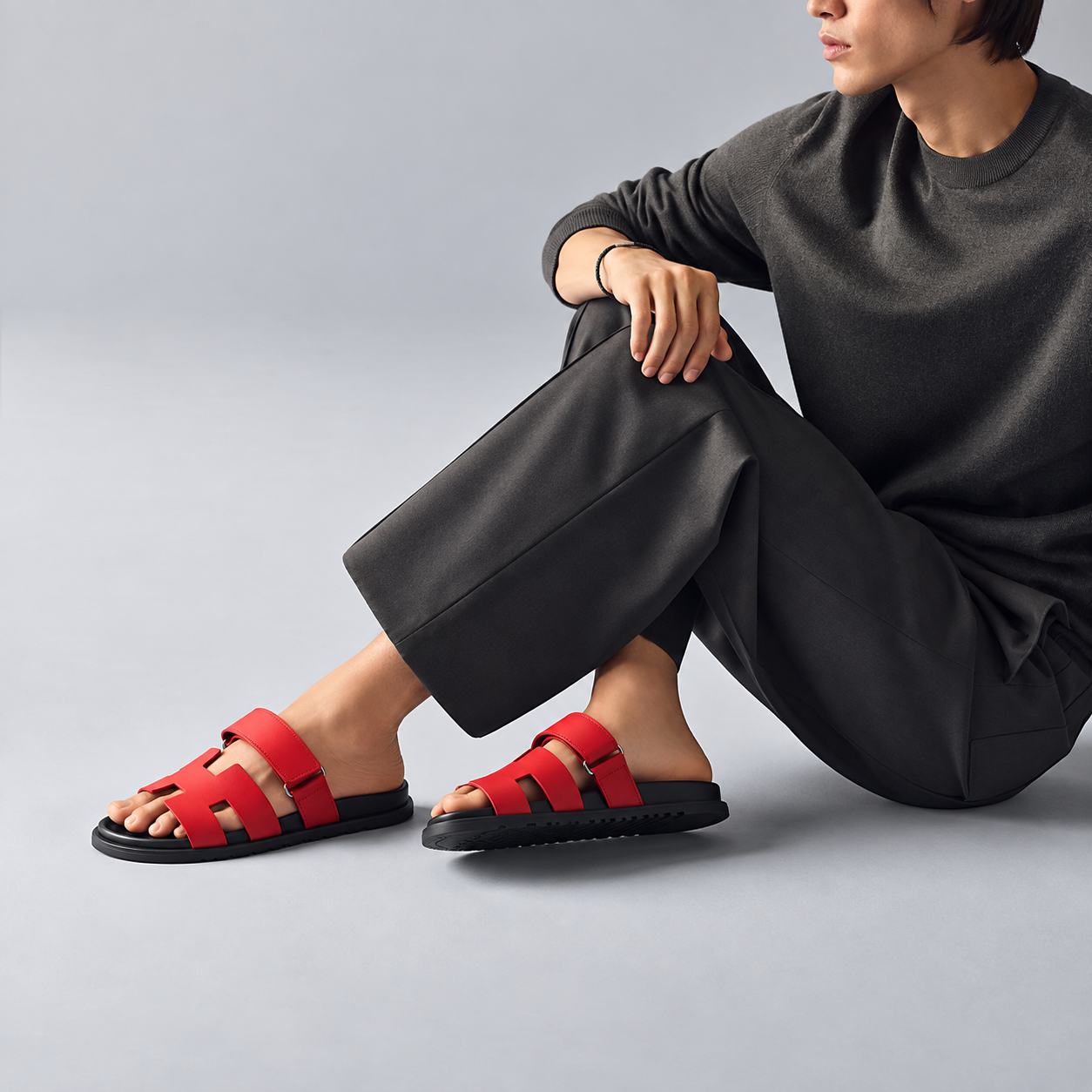 Sandales Hermes chype (Rouge/noir)