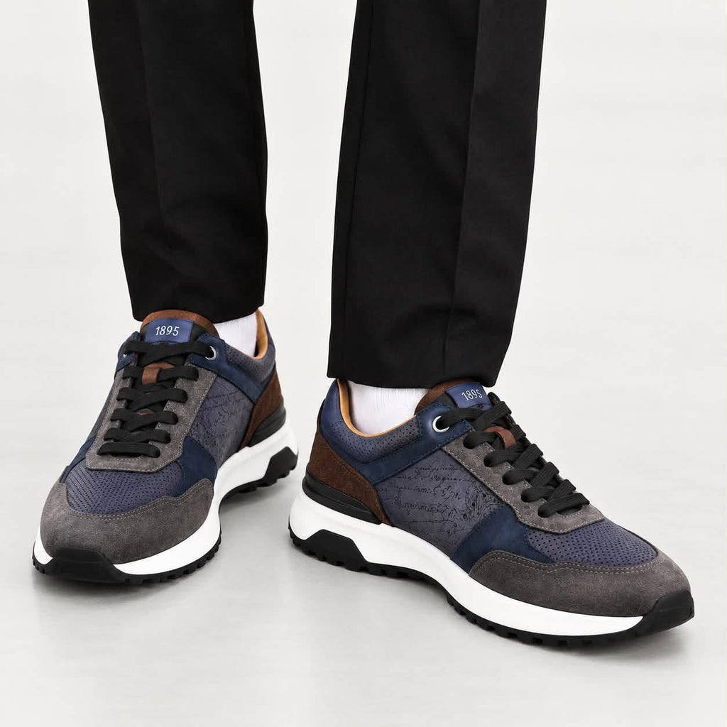 Sneaker Gris/bleu daim
