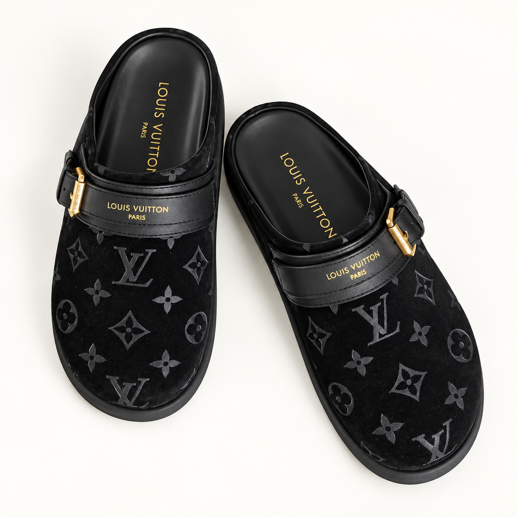 Babouche daim noir premium