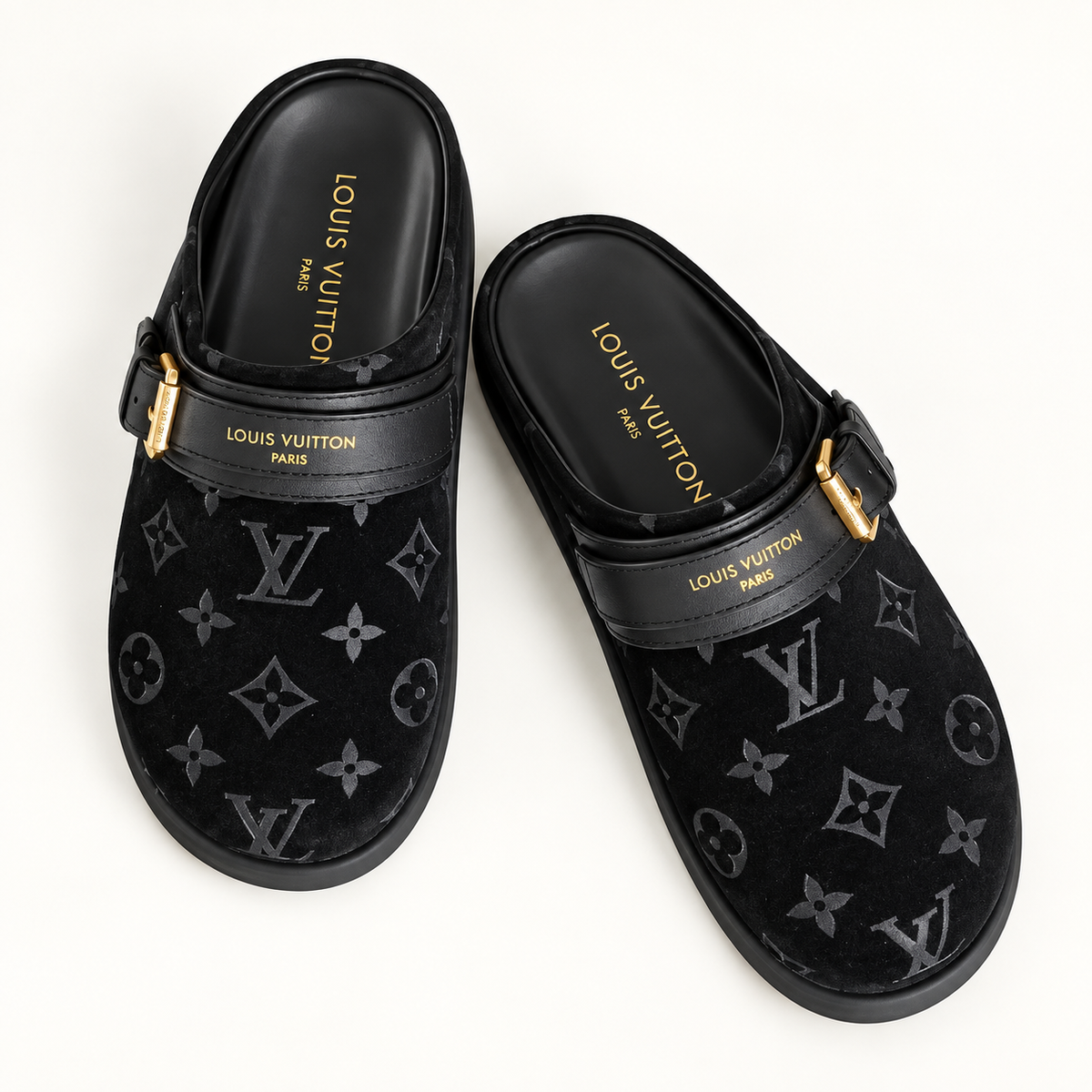 Babouche LV noir (daim)