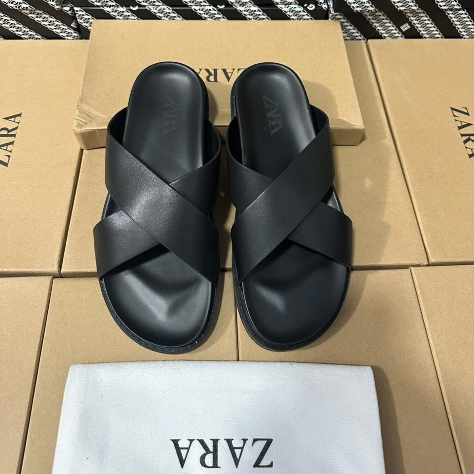 Mules Zara à Brides Croisées (Noir)