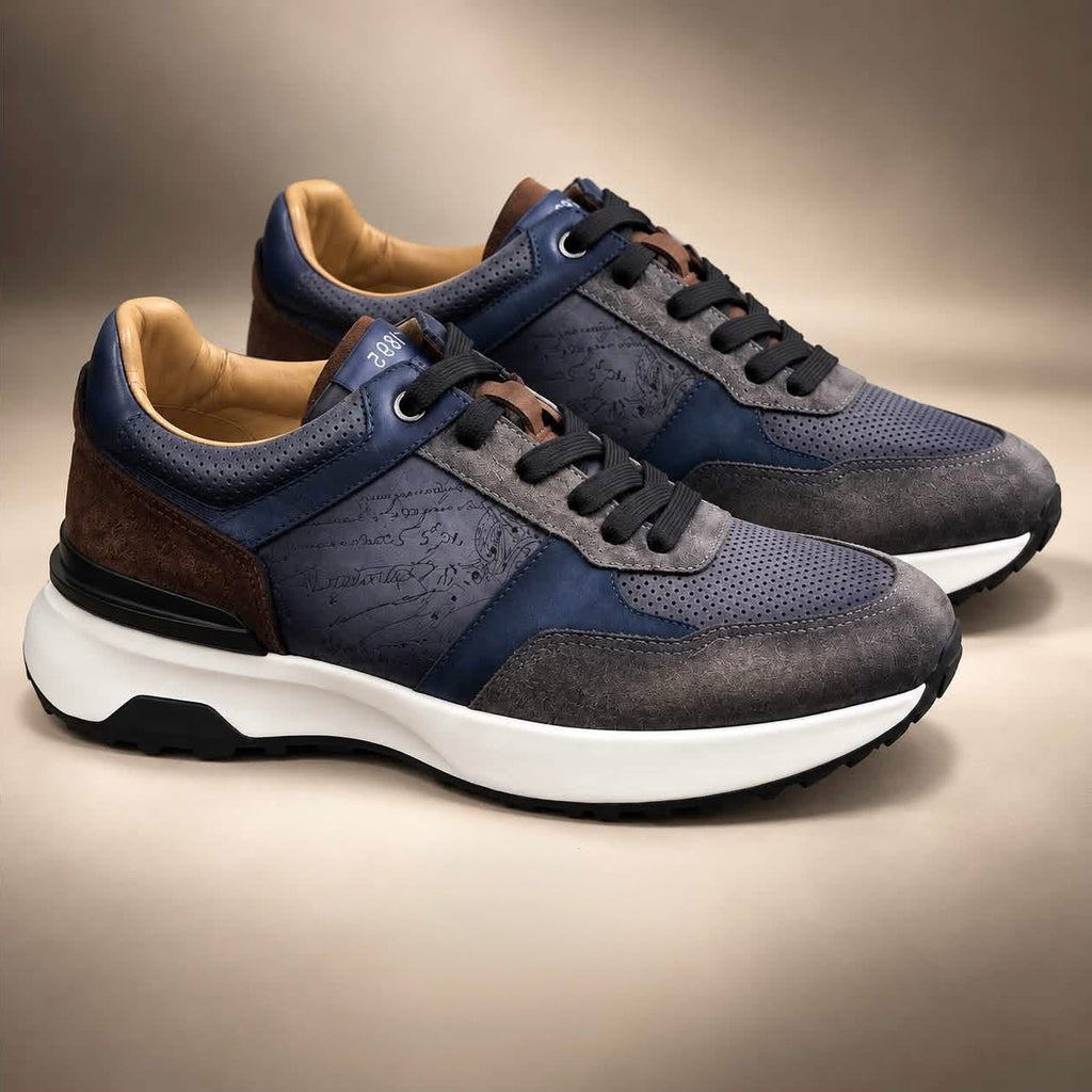 Sneaker Gris/bleu daim