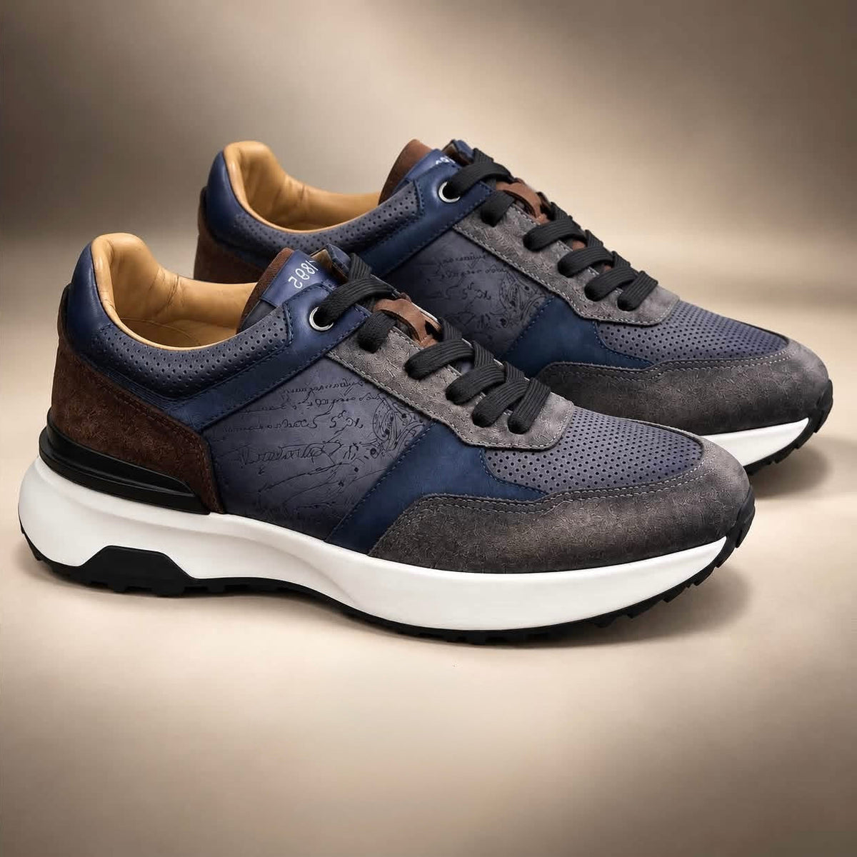 Sneaker Gris/bleu daim