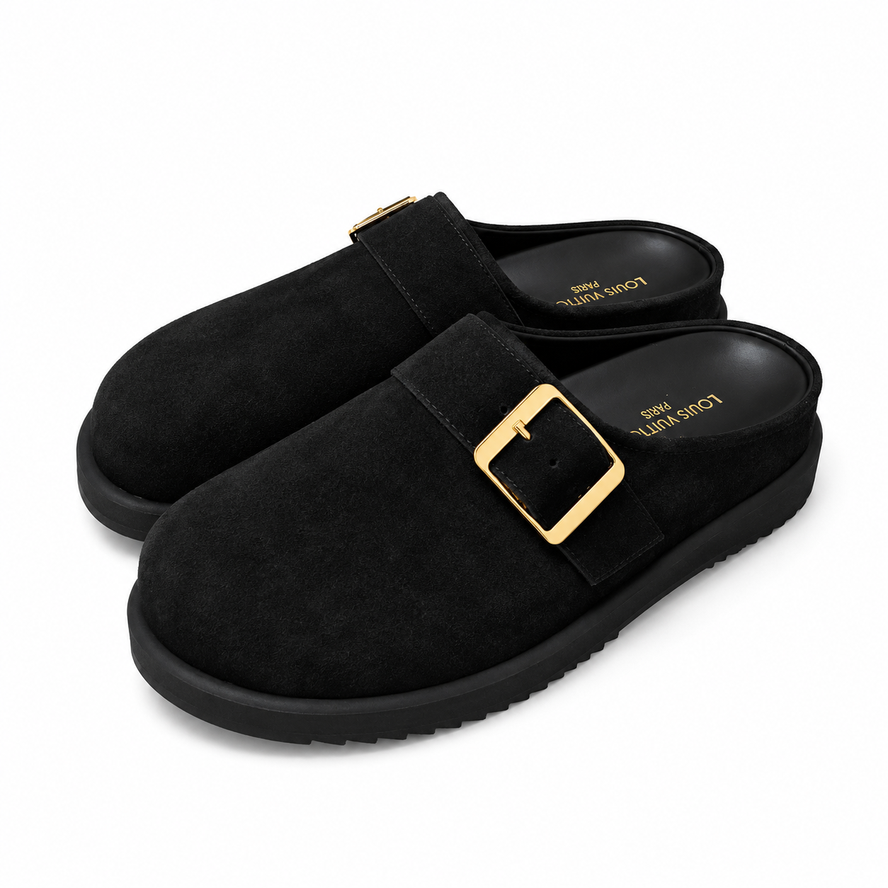 Babouche LV daim noir