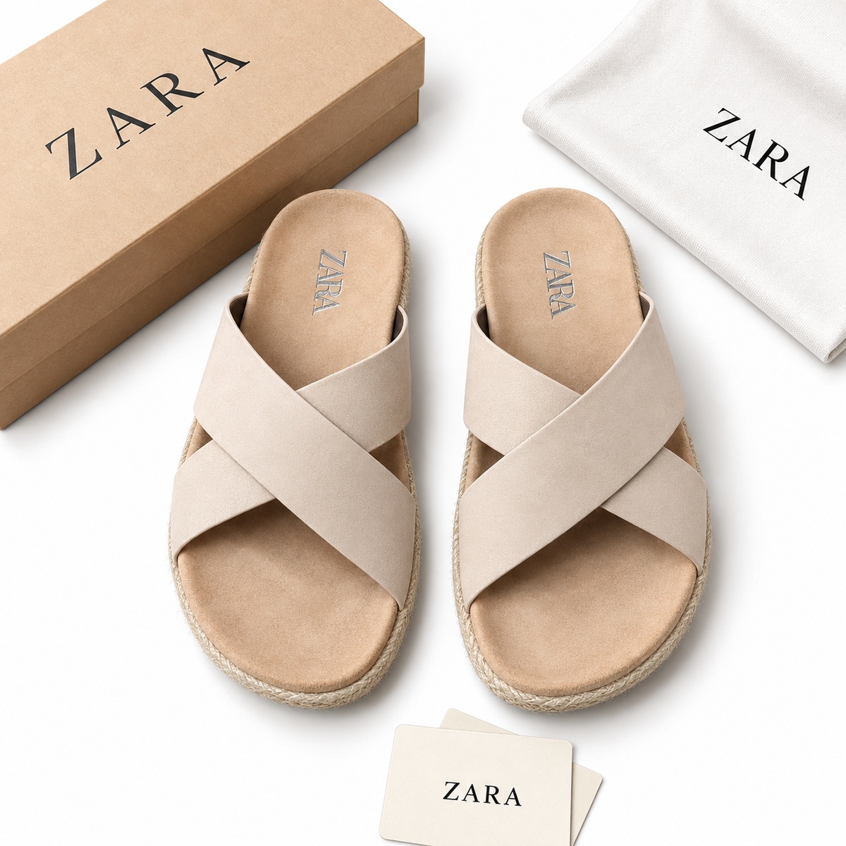 Sandales zara croisé daim - Beige