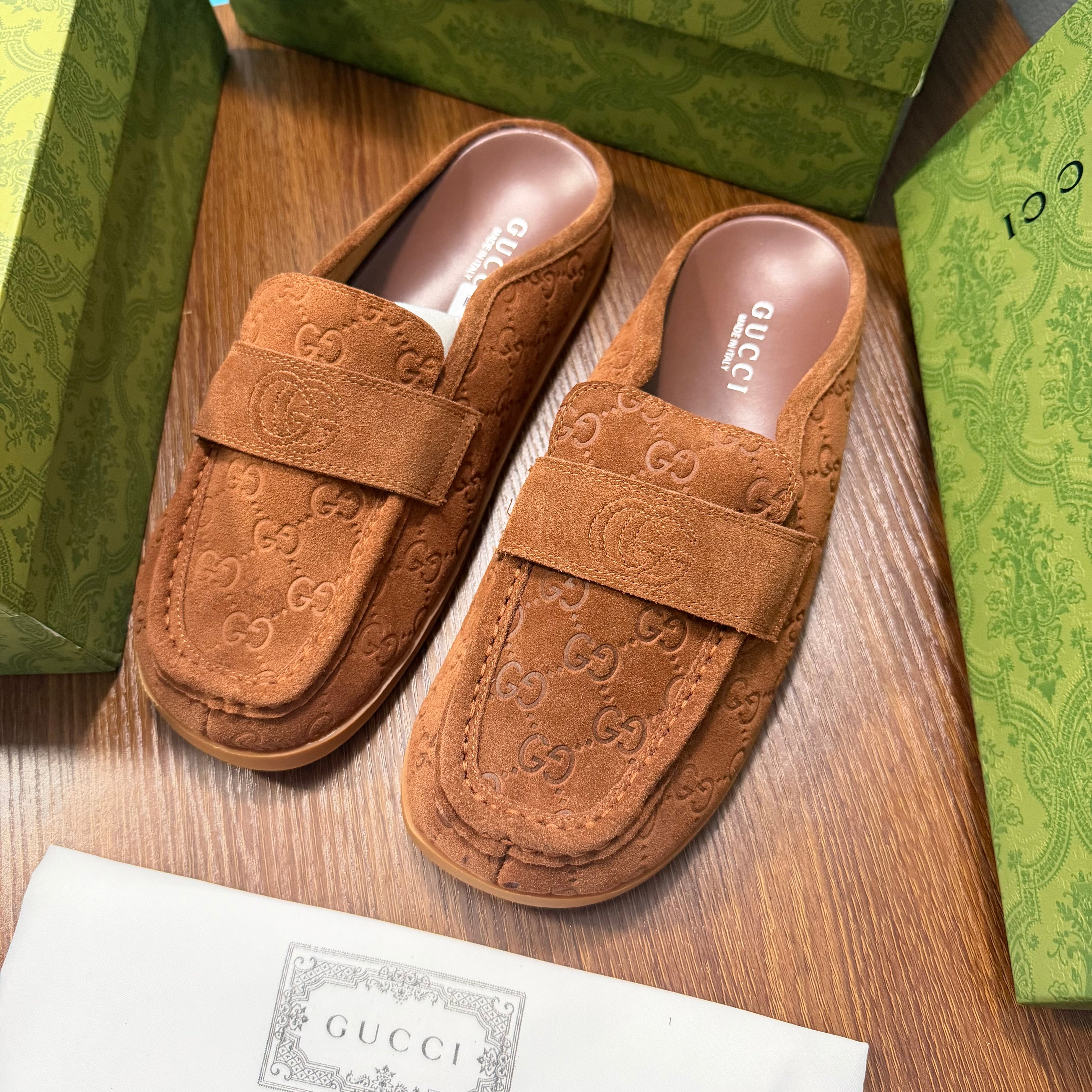 Mules / Slippers Gucci Mocassin GG (Marron Sienne)