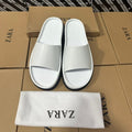 Mules Claquettes en Cuir Minimalistes- Blanc