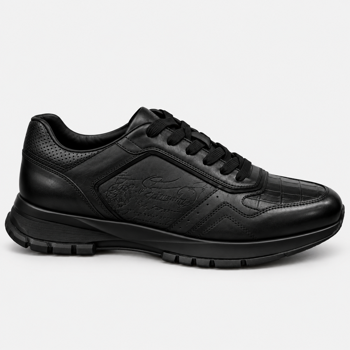 Sneaker Noir croco cuir semelle noire