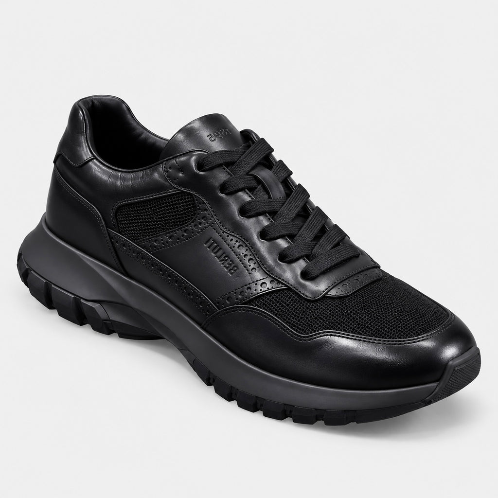 Sneaker Noir cuir/maille semelle noire
