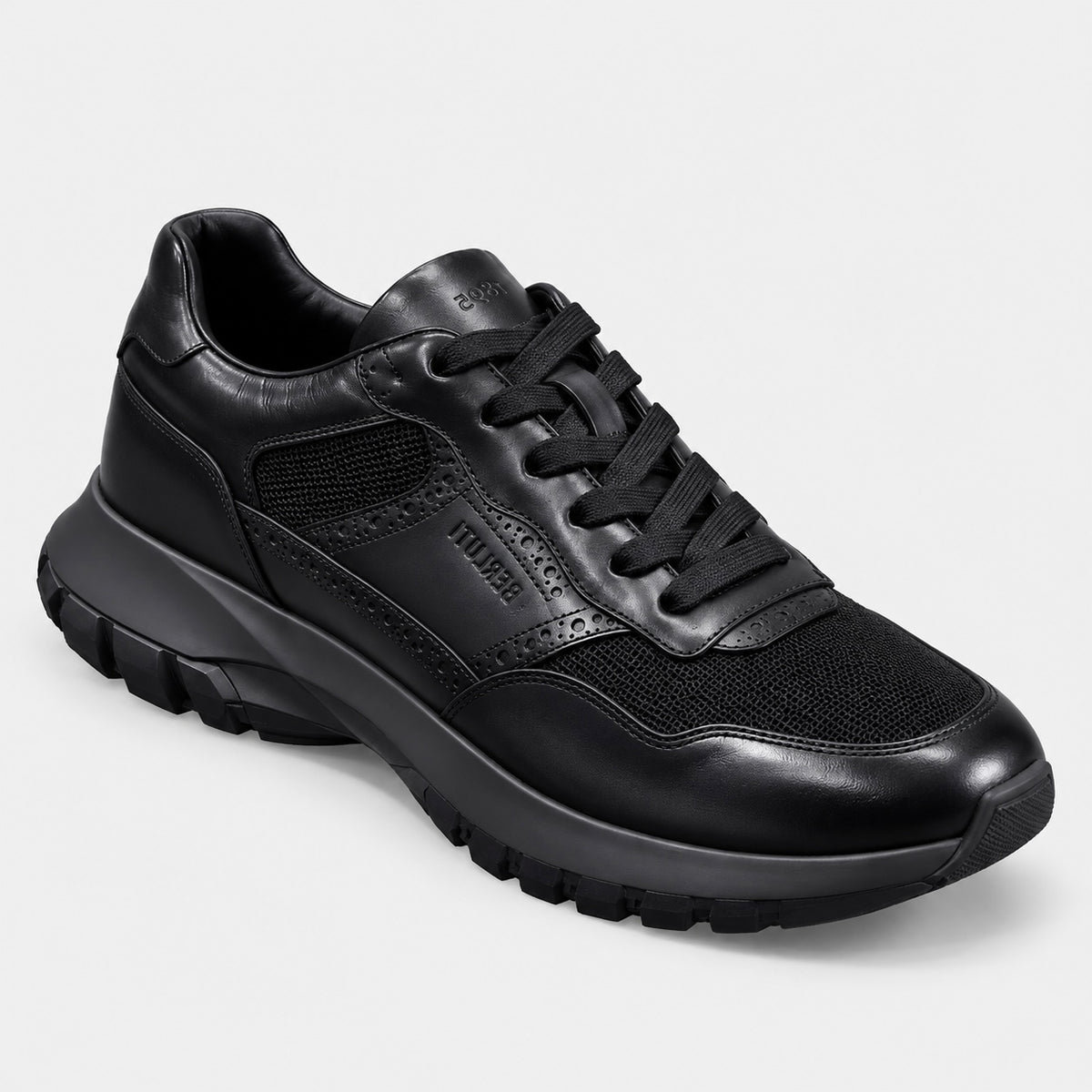 Sneaker Noir cuir/maille semelle noire
