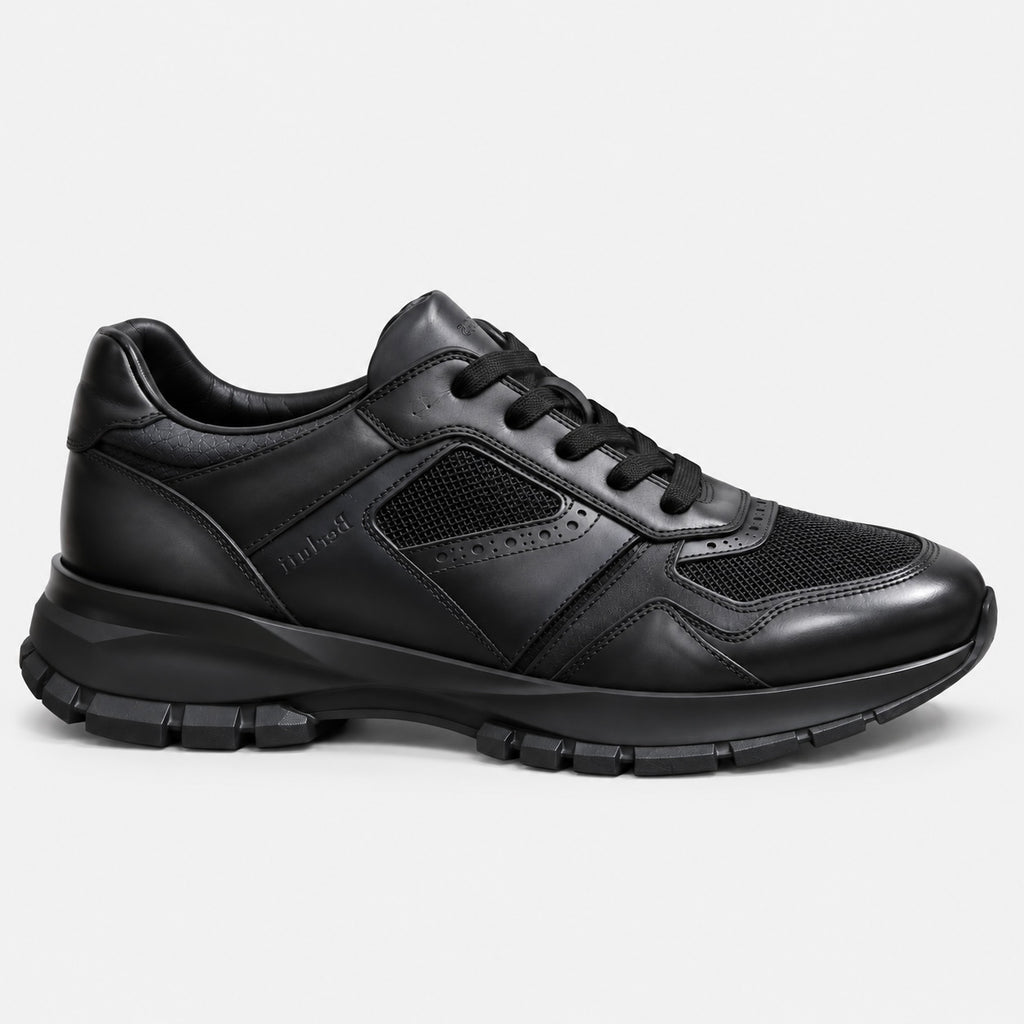Sneaker Gris cuir/maille semelle noire