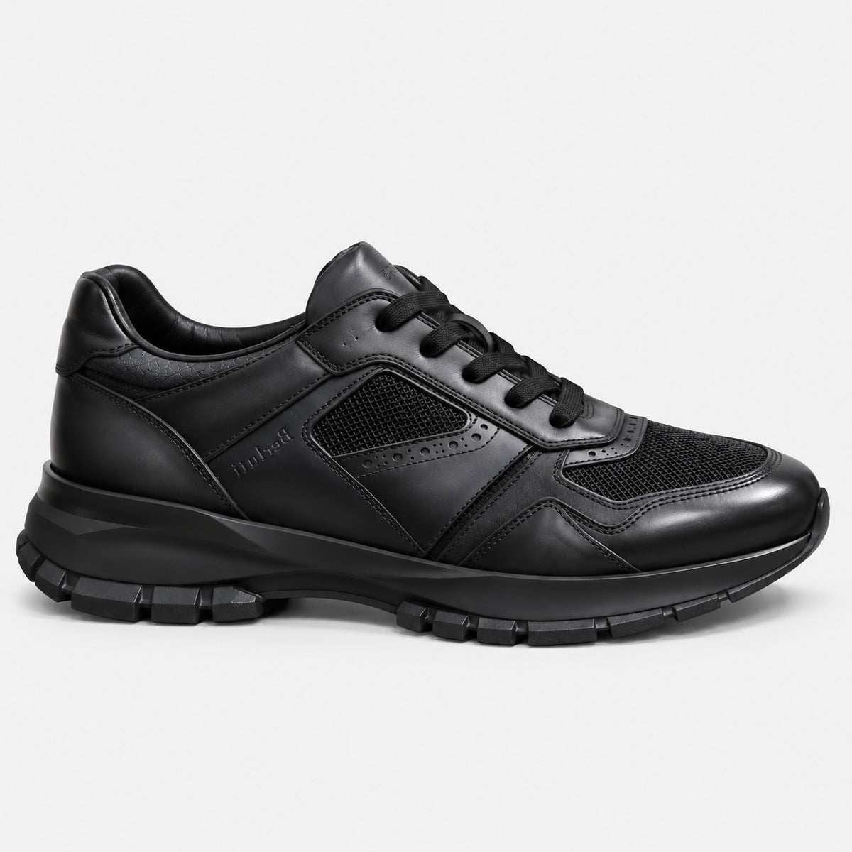 Sneaker Gris cuir/maille semelle noire