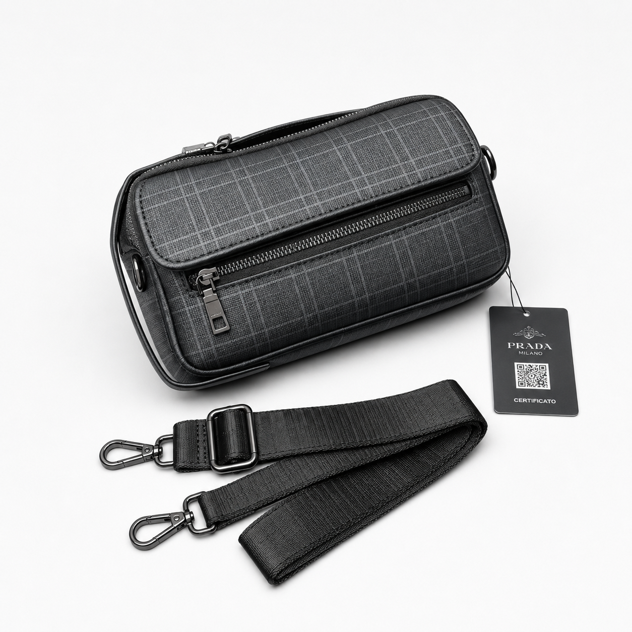 Sac bandoulière homme PRADA – Gris anthracite
