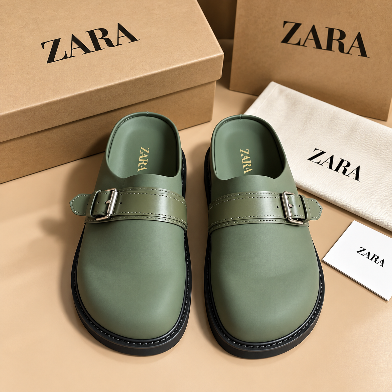 Mule ZARA Élégance à Boucle (vert)