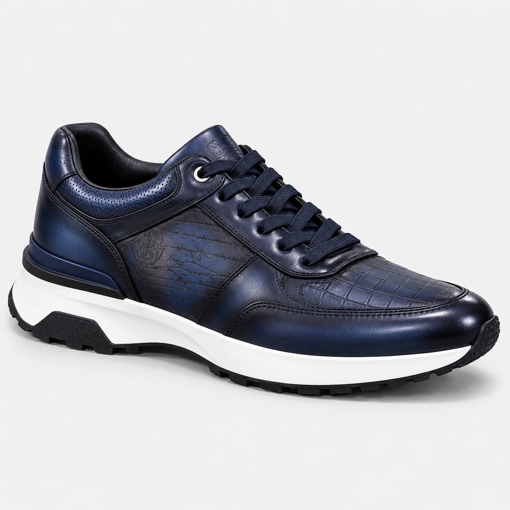 Sneaker Bleu croco semelle blanche