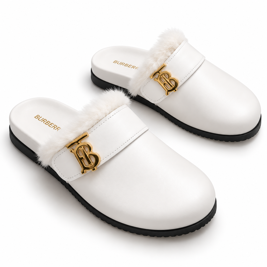 Babouche cuir classique blanc