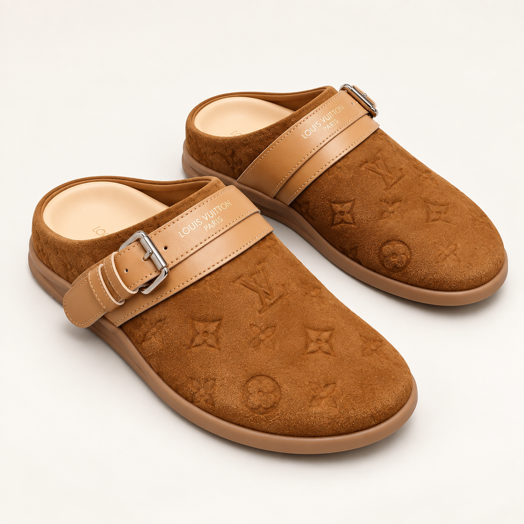 Babouche cuir marron élégante