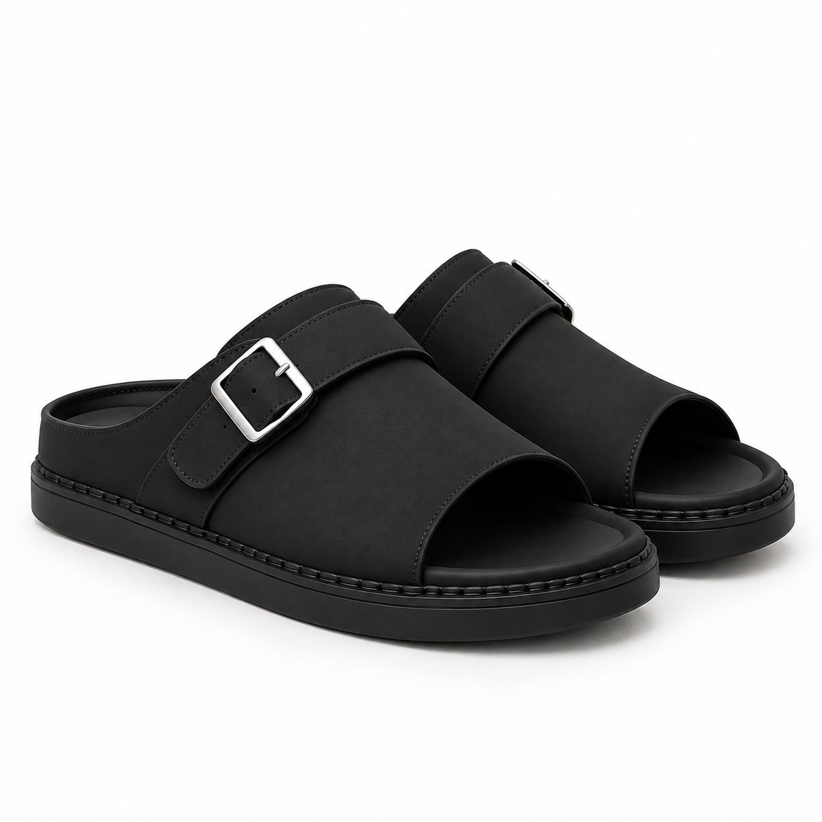 Sandale cuir noire élégante