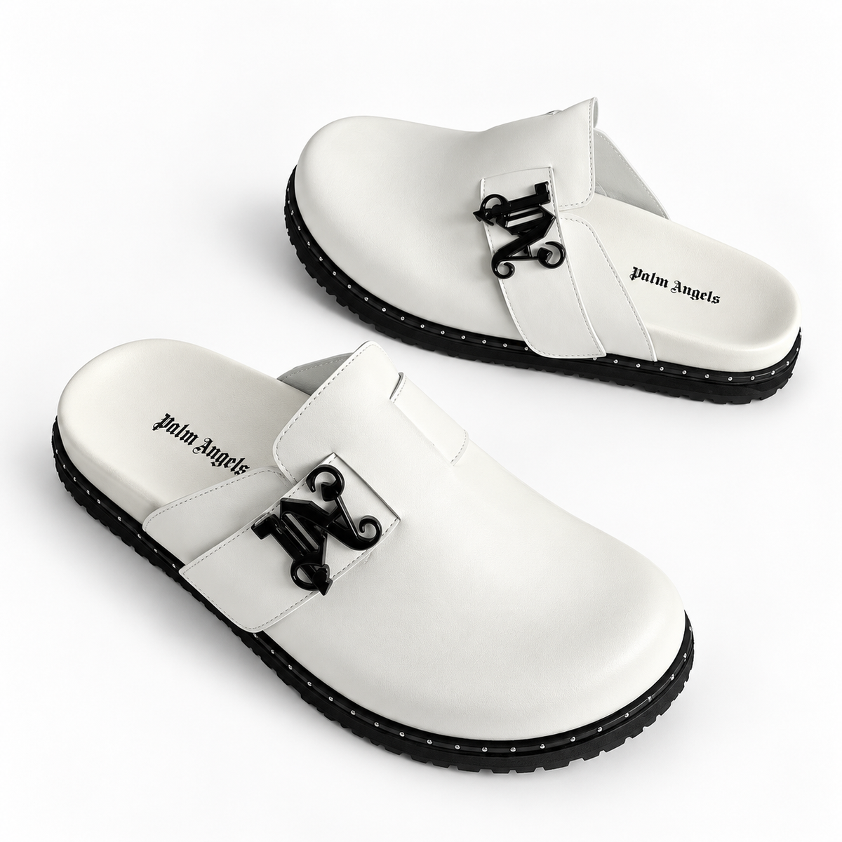 Babouche cuir blanc épurée
